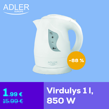 Adler virdulys 1 l, 850 W –88 %