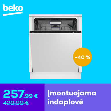 Beko įmontuojama indaplovė –40 %