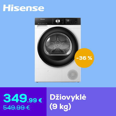 Hisense džiovyklė (9 kg) –36 %