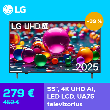 LG 55 colių 4K UHD AI LED LCD televizorius UA75 –39 %