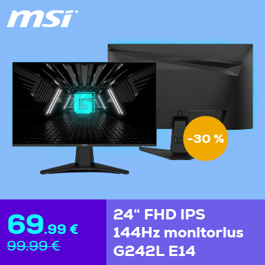 MSI 24 colių FHD IPS 144Hz monitorius G242L E14 –30 %